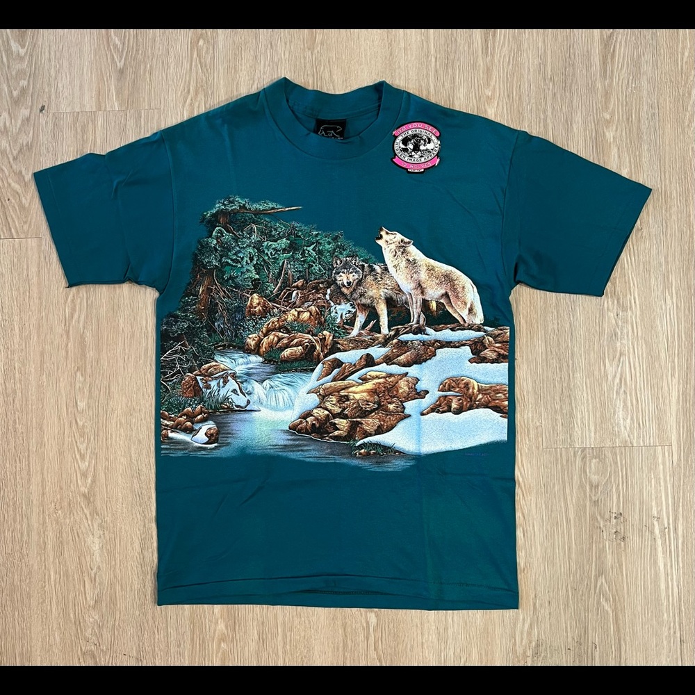 Vintage 90s Wolf T Shirt (All Over Print)